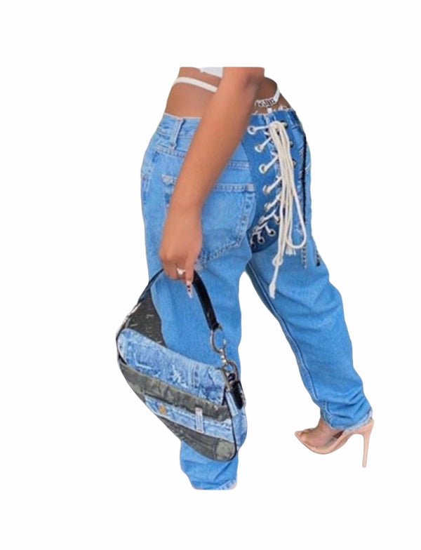 LACE UP BUTT JEANS